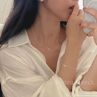韩国直邮小小苏2025年925银精致叠搭高级感小众迷你蝴蝶结项链