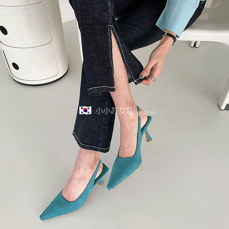 尖头简约多色后挂脚时尚高跟鞋
