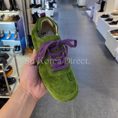 真皮反绒丑萌软底系带撞色德训鞋