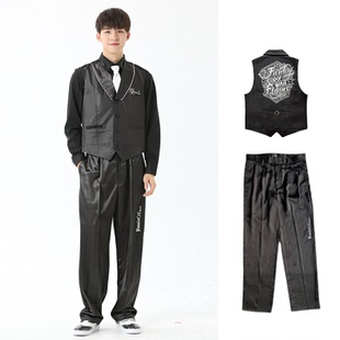 非零旦斯 黑舞士 街舞套装Popping机械舞Locking演出服马甲西装