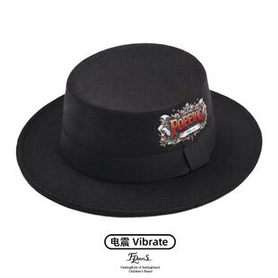 非零旦斯 平顶毛呢帽子Popping帽子男街舞原创西海岸印花礼帽彩绘