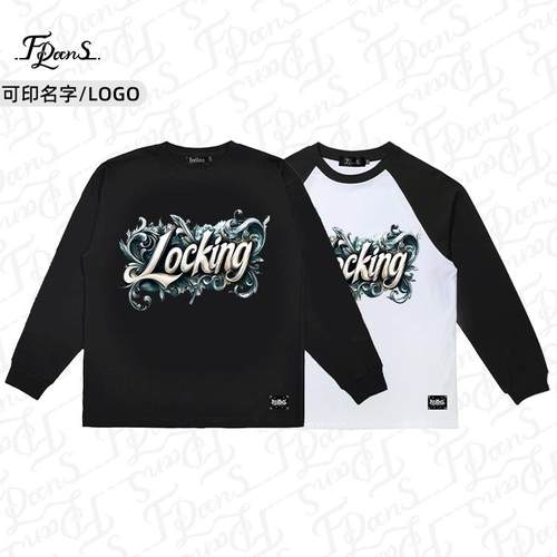 非零旦斯 宽松Locking美式t恤街舞衣服原创西海岸风格重磅小领口