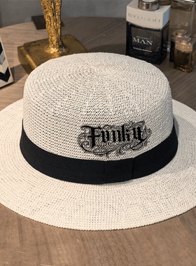 非零旦斯 定型硬草帽Popping帽子Locking礼帽透气网眼平顶帽