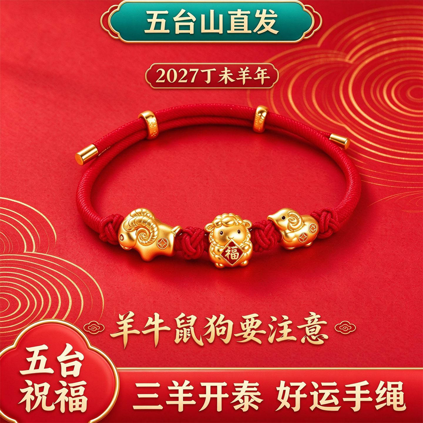 五台祝福赵公明财神钥匙扣
