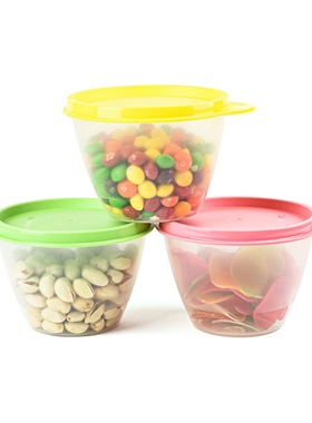 特百惠 400ML鲜果碗 冰箱食物冷藏保鲜盒 圆形零食储藏盒