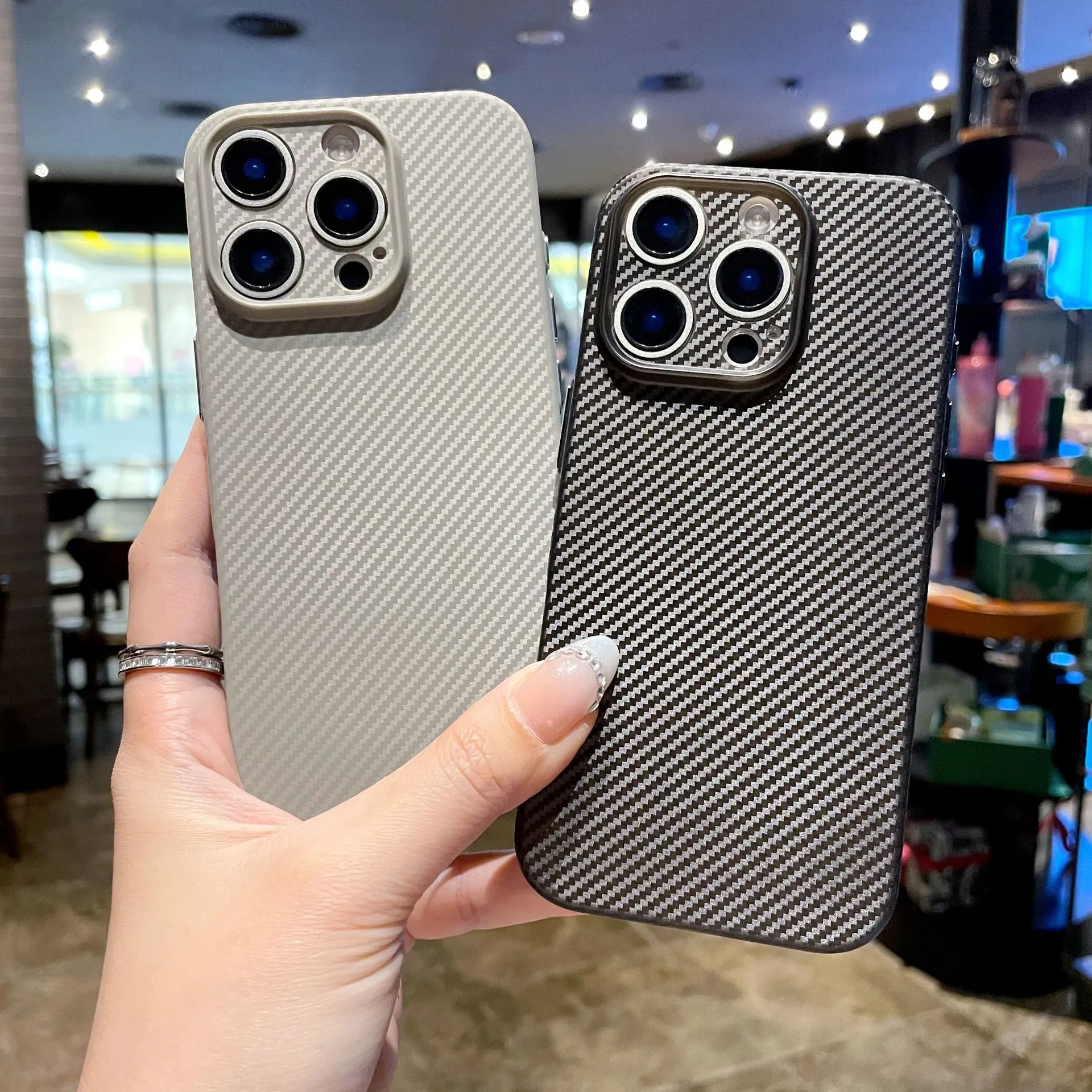 适用iPhone17PROMAX超薄冰感手机壳碳纤维纹TPU苹果15全包保护套