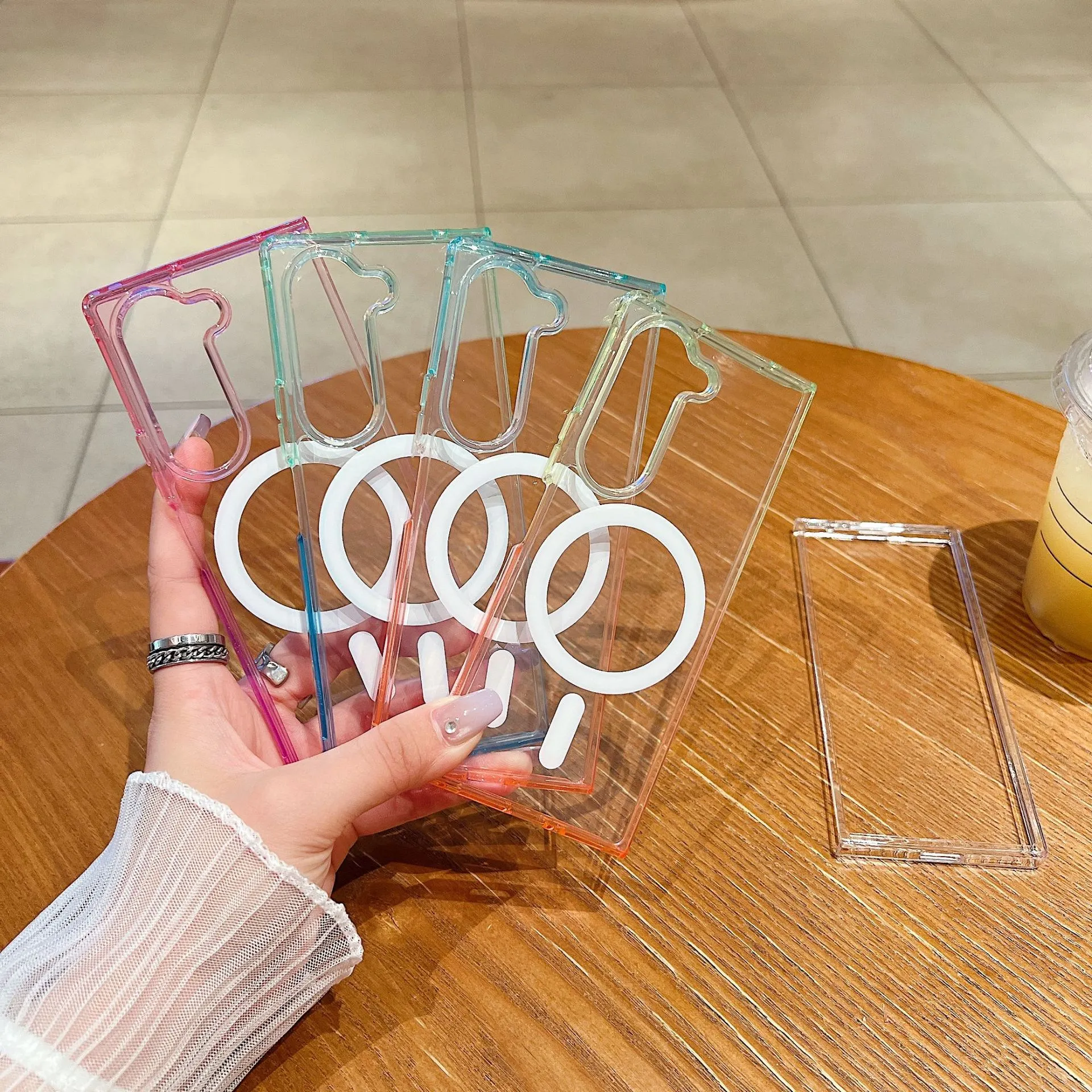 适用Galaxy Z FOLD7渐变撞色磁吸手机壳三星Z FLIP7亚克力保护套