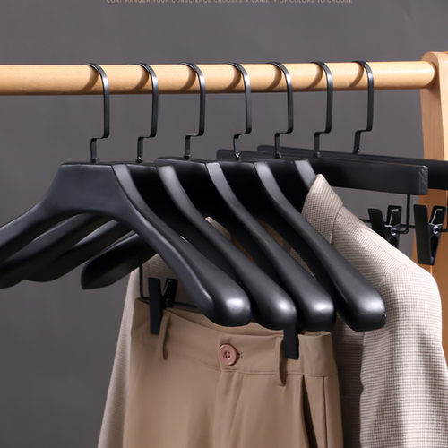 黑色木头服装店防滑定制logo衣架
