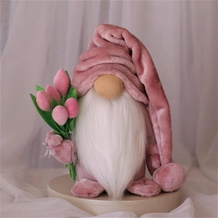 Mothers Day Gift Ornaments Gnome Elf Plush Pink Faceless