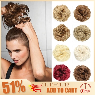 Synthetic Messy Bun Chignon Donut Gary Brown Color Hair Bun