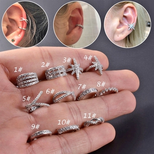 1pc Cz Ear Cuff Ear Helix Cartilage Conch Fake Piercing Jew