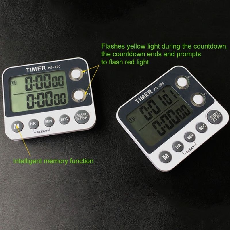 2 Group Timer Stopwatch Portable Digital Electronic Countdow