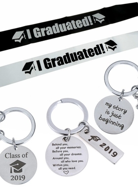 Black White I Graduated Satin Sash Single Sided Graduate Hi