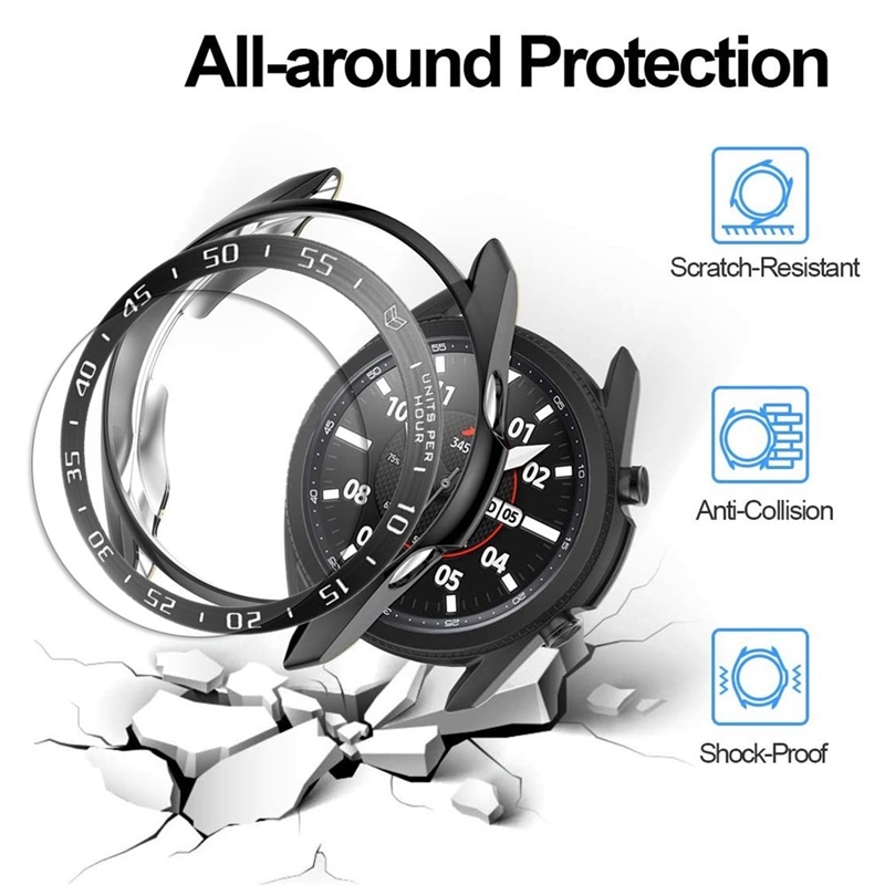 case+ glass film+ bezel ring for samsung galaxy watch 3 4