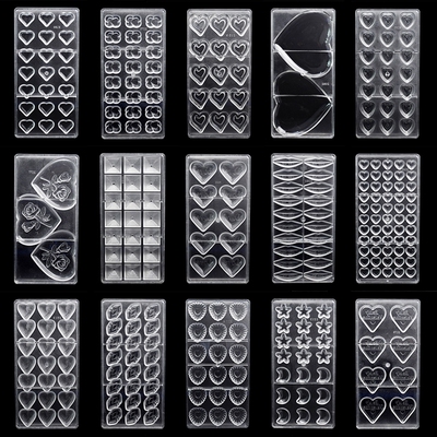 3D Chocolate Bar Mold Forms Heart Polycarbonate Moulds Tray