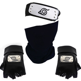 Anime Naruto Hatake Kakashi Gloves Mask Headband Accessorie