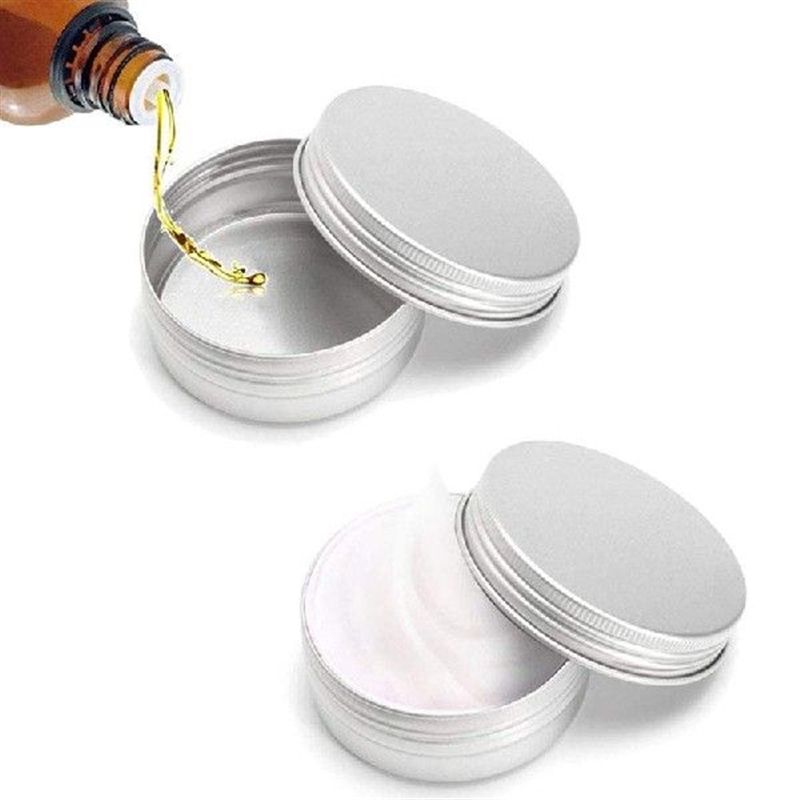 5Pcs Empty Silver Aluminum Tins Cans Screw Top Round Candle