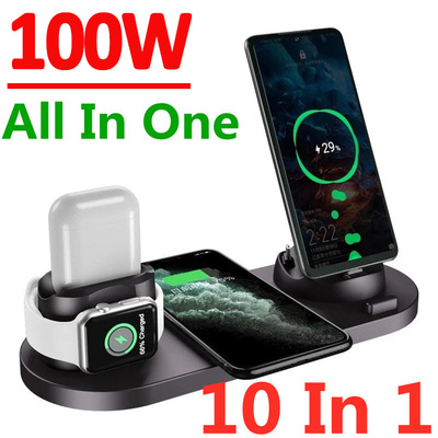 100W 10 in 1 Wireless Charger Stand Pad For iPhone 14 13 12