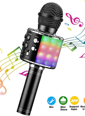 Studio Record Bluetooth Karaoke Microphone WS858L LED Music