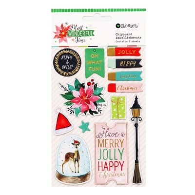 CRZCrafter Chipboard Stickers Foil Christmas Design For Scr