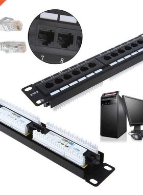 Cat6 12 Port RJ45 Patch Panel UTP LAN Network Adapter Cable