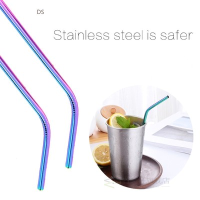 4pcs Reusable Sucker Stainless Steel Drinking Straws Eco-fri