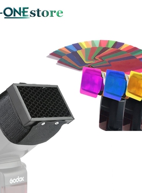 20 Color Photographic Color Gels Filter Card + Honeycomb Gri