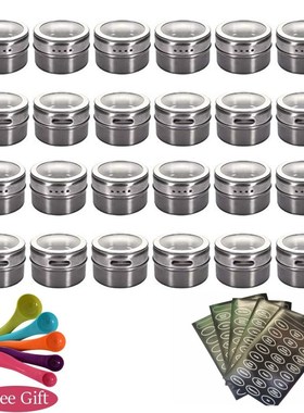 GOUGU Magnetic Spice Jars Container Set With Labels Stickers