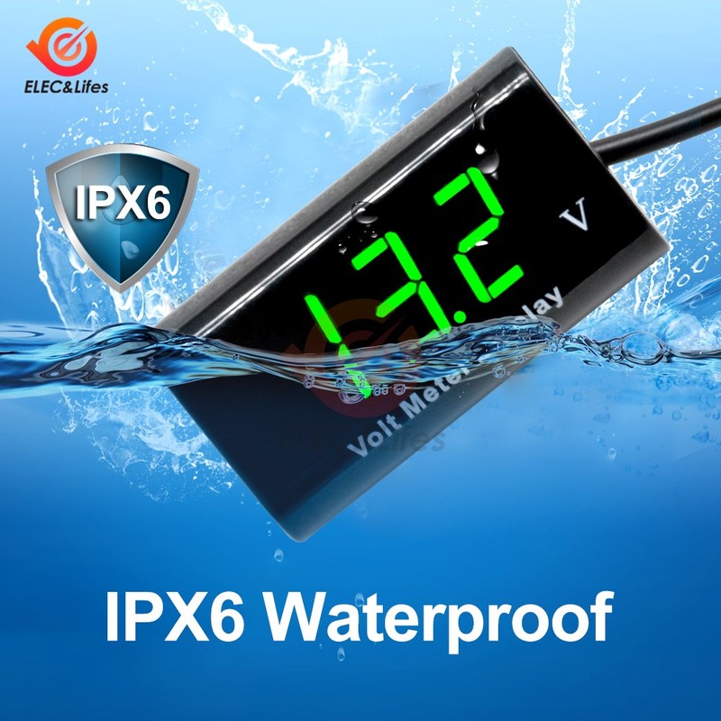 DC 8-18V IPX6 Waterproof Digital Voltmeter for Car Motorcycl