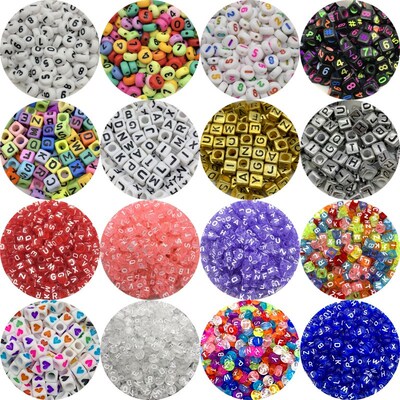100pcs Mixed Acrylic Letter Beads Alphabet Digital Loose Spa