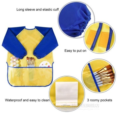 Childrens Kids Toddler Waterproof Play Apron Art Smock with