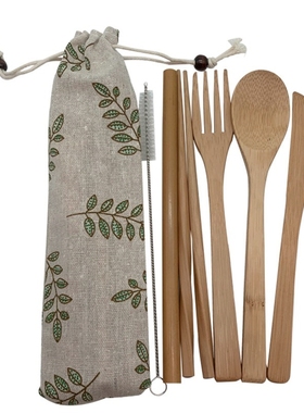 Bamboo Cutlery Set Travel tensils Biodegradable Wooden Dinne