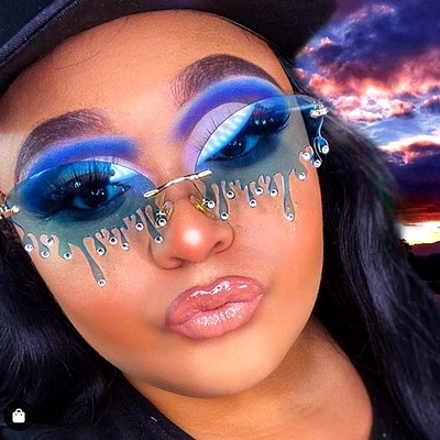 2020 Rimless Sunglasses Women fashion  Vintage Unique Tears