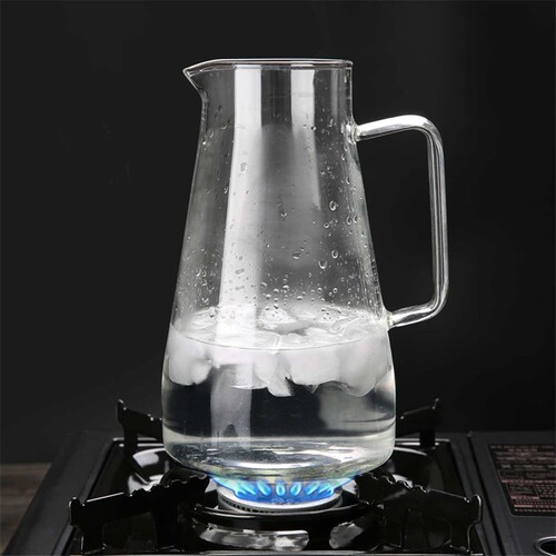 1.5L Clear Glass Pitcher Jug Water Drinking Stainless Tea Po