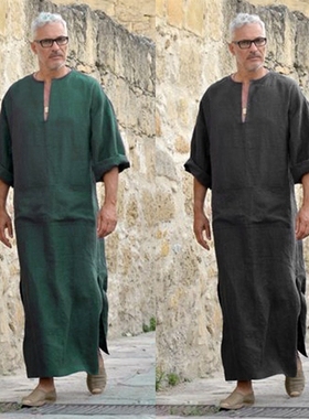 Mens Clothing Robe Long Sleeve Saudi Arab Thobe Jubba Thobe