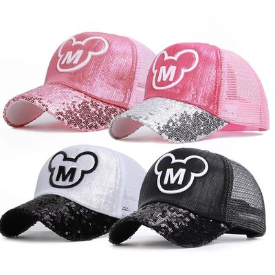 Baby Girls Hats Sequins Ear Girl Snapback Baseball Cap With