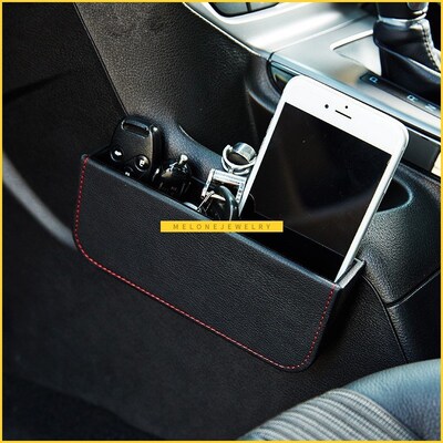 Leather  Seat Side Storage Box Organiser Phone Pen  Cigarett