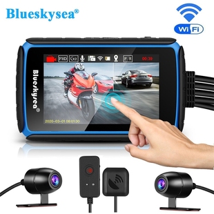 Blueskysea DV988 Motorcycle WiFi Dash Camera with Touch Scr