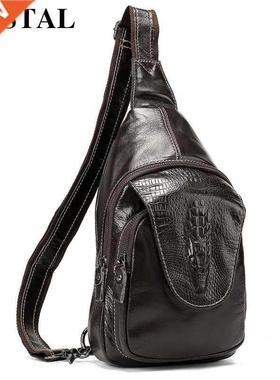 WESTAL Genuine Leather Bag men's chest bags male Sli