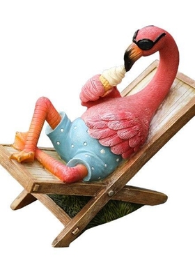 Flamingo Garden Decor Flamingo Seated On A Chair Figurine