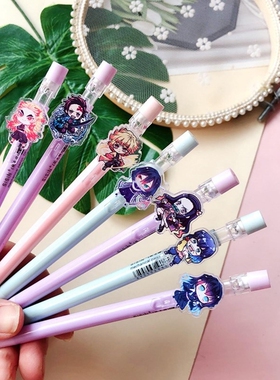 6 Pcs Anime Demon Slayer Cute Blue ink Neutral Erasable Pen