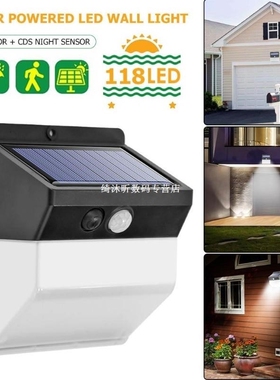 2pcs 118/206LED Solar Motion Sensor Wall Light Outdoor Water