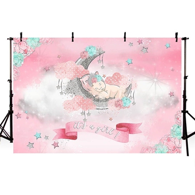 Avezano Photography Backdrop Baby Shower Clouds Twinkle Lit