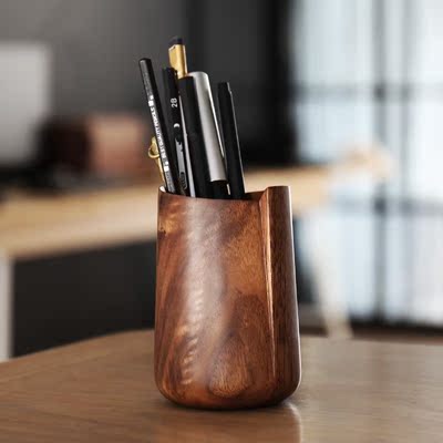 Ceative Black Walnut Wooden Pen Holder Irregular Shape  Mult
