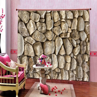 Custom Fabric polyest Blackout Curtain wall stone Window Cur