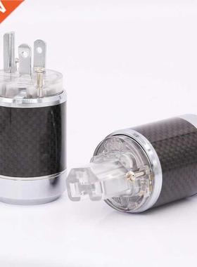 One Pair Carbon Fiber Rhodium Plated US AC Power Plug Connec