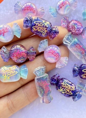 12Pcs New Cute Resin Mini Mixed Candy Flat Back Cabochon Scr