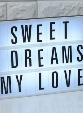 LED Night Light With 96 Letters Cards DIY Box Lamp AA Batter