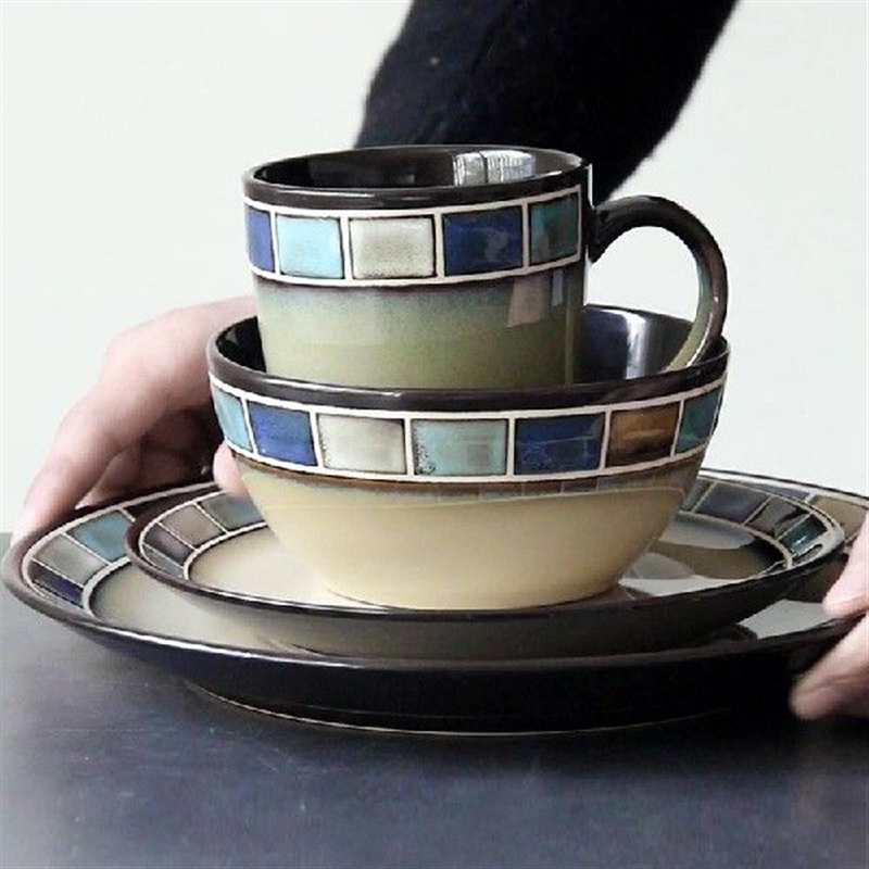 Dinner Plate Water Cup And Saucer Ceramic Cutlery Blue Flat