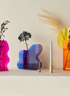 3D Geometry Vase Acrylic Flower Pot Nordic Flower Wave Shap
